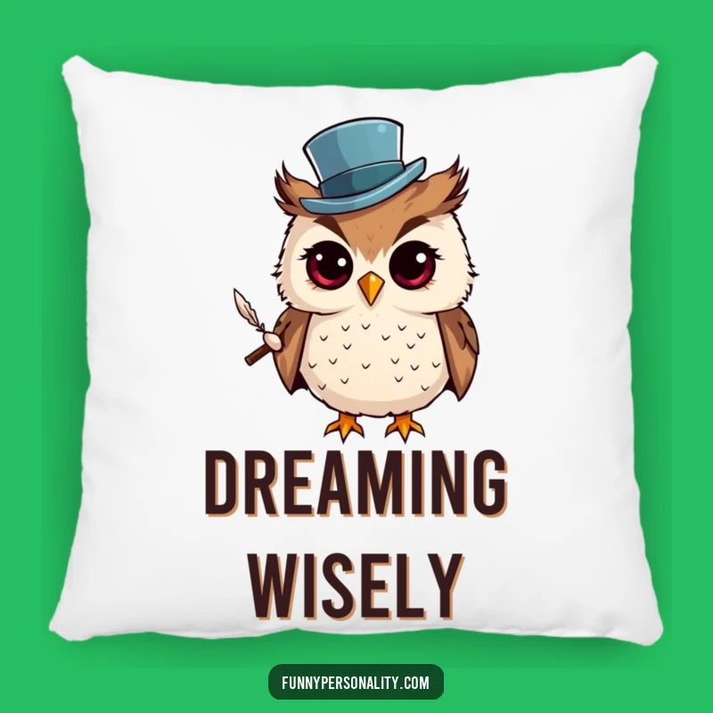 Funny Owl Top Hat Pillow - Curious Cushion for Cozy Studies