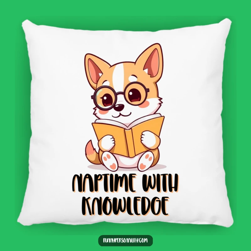Funny Pillow: Cozy Monocled Dog Reader, Perfect Gift