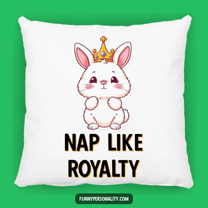 Funny Bunny King Pillow - Soft Regal Character Cushion