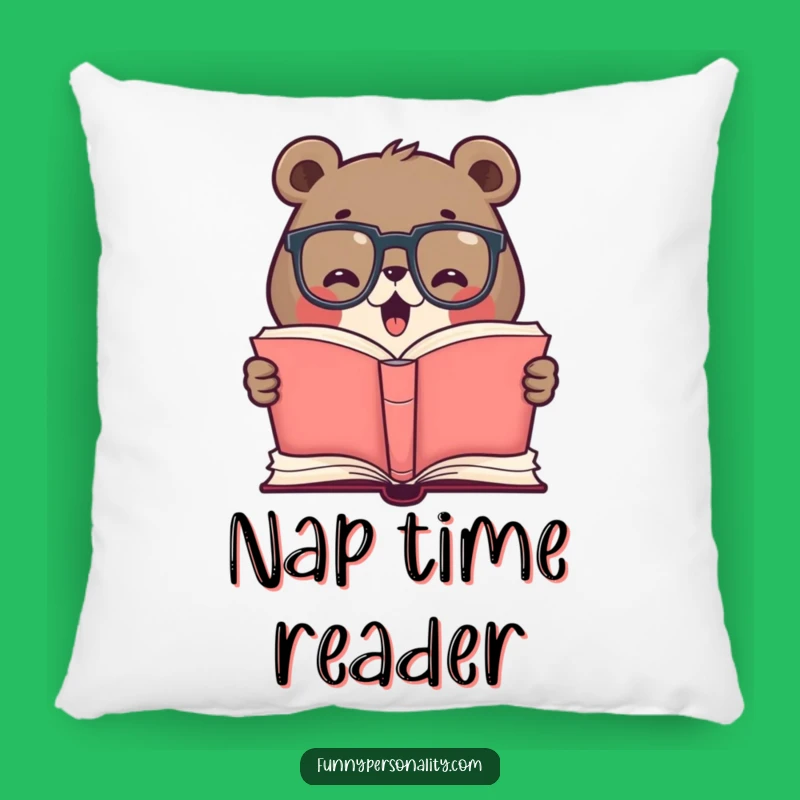 Funny Bear Reading Pillow - Cozy Bookworm Companion Funny Gift