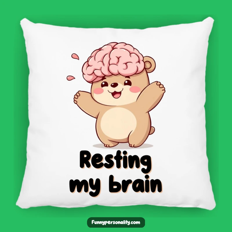 Funny Bear Brain Toss Pillow: Soft & Quirky Cushion for Clever Comfort