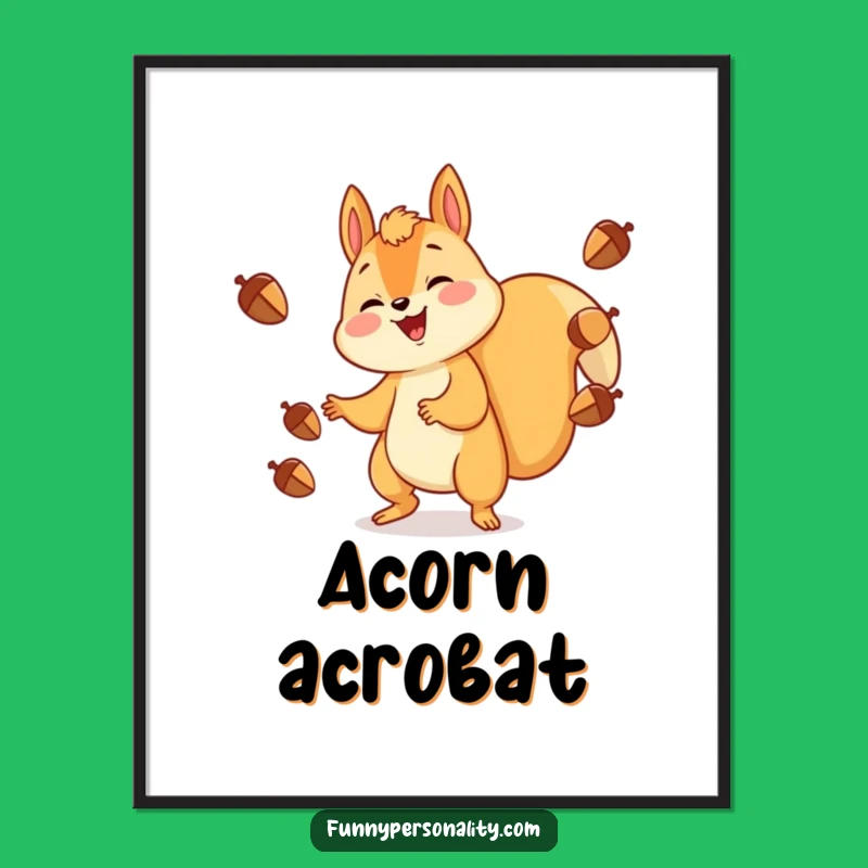 Funny Squirrel Juggling Digital Art - Cheerful Printable for Woodland Decor