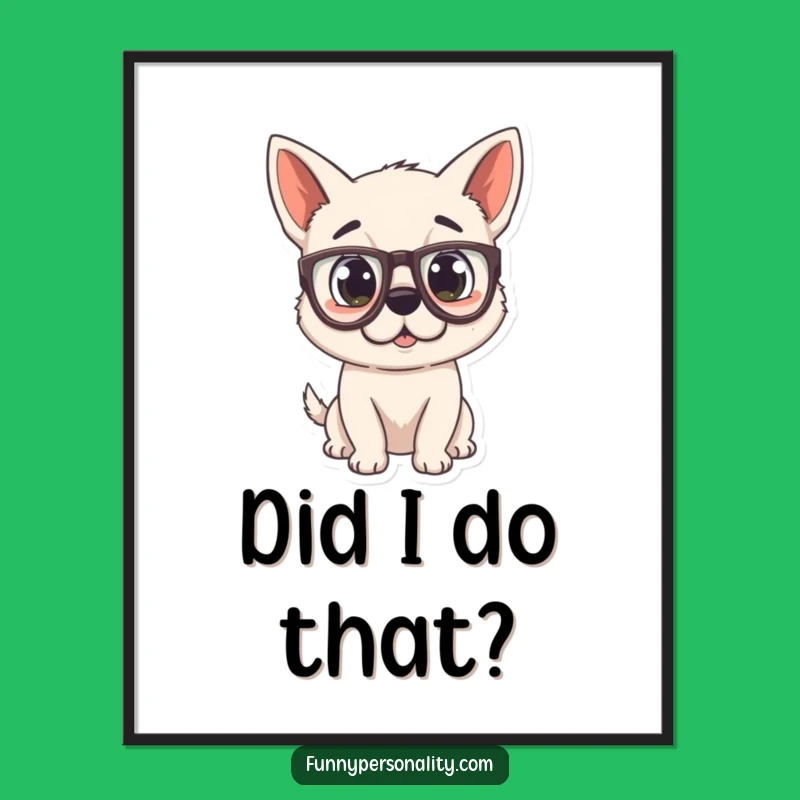Funny Surprised Dog Digital Art: Shocked Pup in Glasses, Instant Funny Gift for Walls