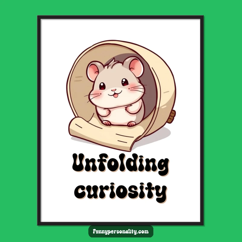 Funny Hamster Scroll Digital Art: Curious Print, Instant Funny Gift
