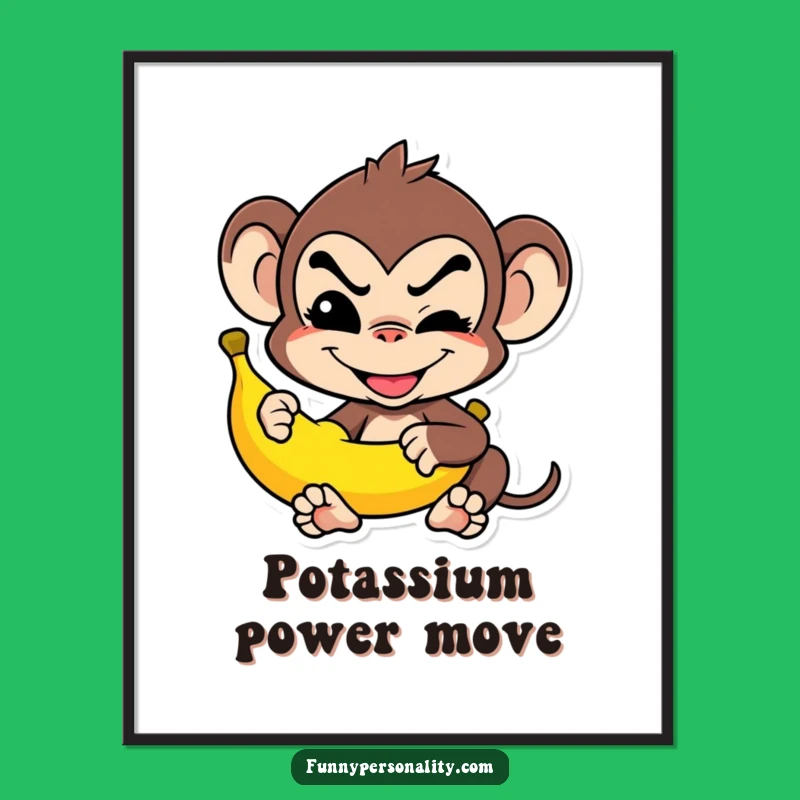 Funny Monkey Banana Digital Art: Mischievous Print, Instant Funny Gift