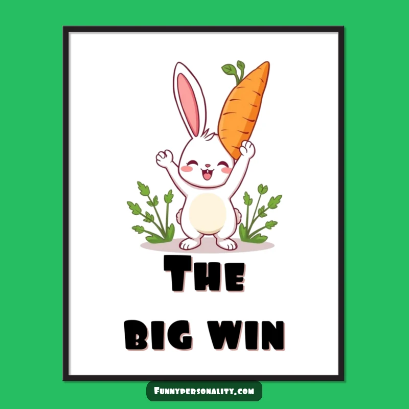 Funny Rabbit Carrot Digital Art Print - Happy Decor for Instant Cheer