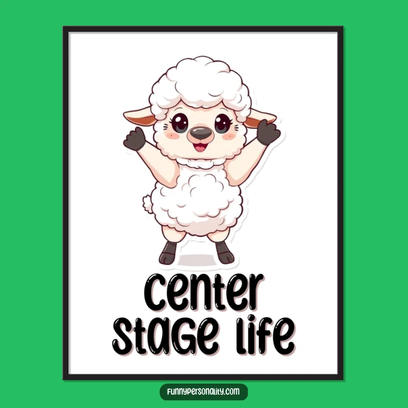 Funny Sheep Pose Digital Print: Theatrical Character Art, Perfect Funny Gift