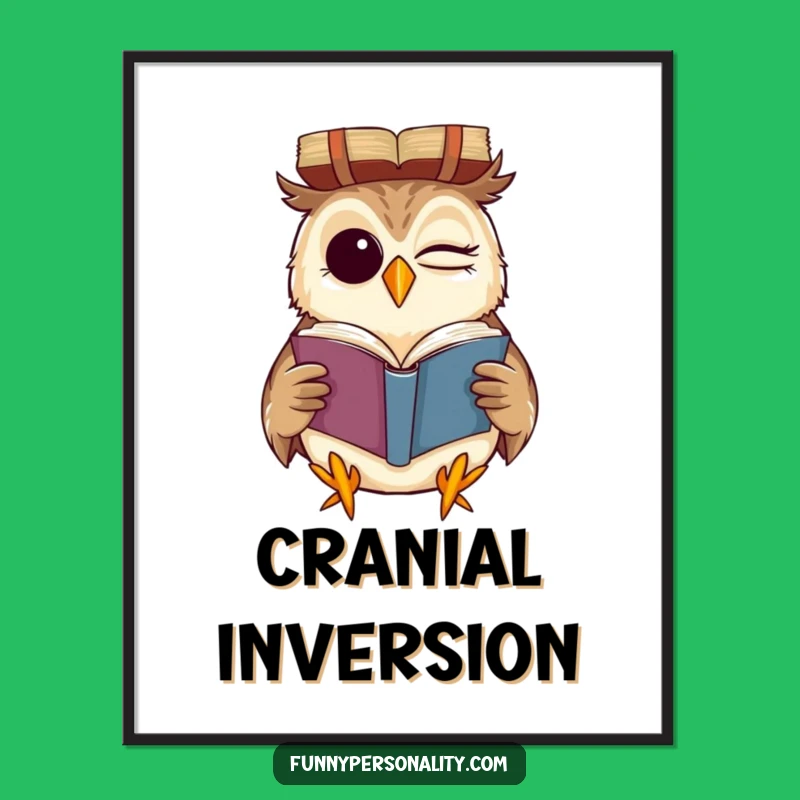 Funny Winking Owl Book Digital Print: Instant Quirky Art