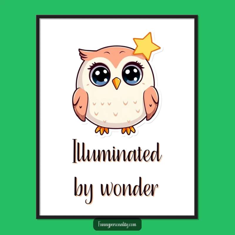 Funny Owl Surprise Digital Art: Wide-Eyed Wonder Print, Instant Funny Gift