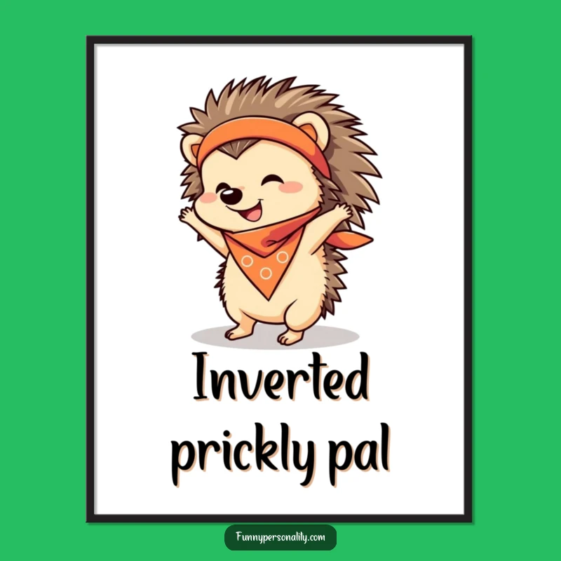 Funny Hedgehog Handstand Digital Art: Quirky Animal Print Gift