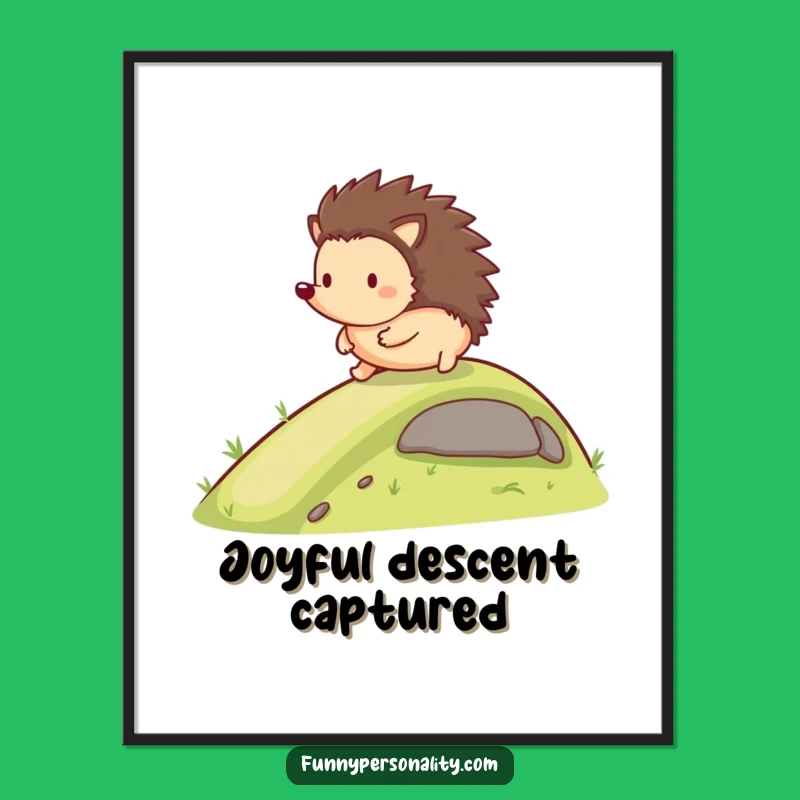 Funny Hedgehog Rolling Digital Art: Happy Print, Instant Funny Gift