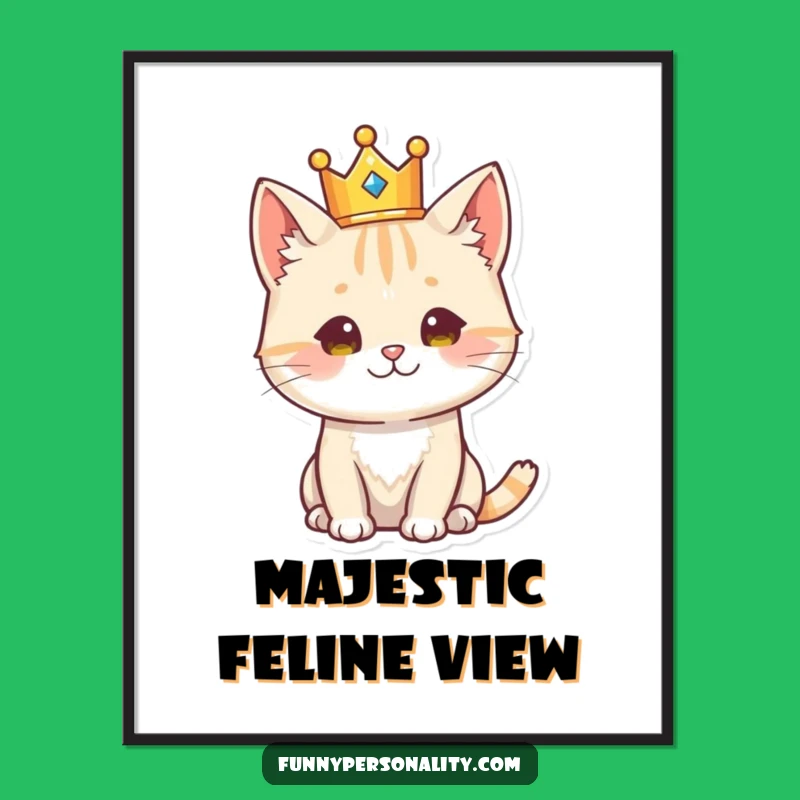 Funny Regal Cat Digital Print - Majestic Feline Artwork, Humorous Gift