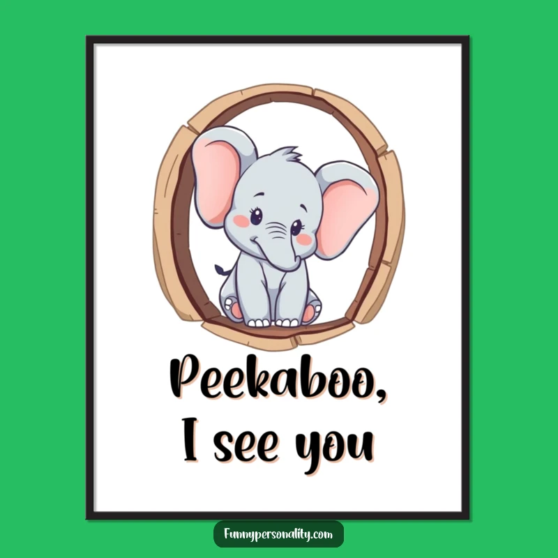 Funny Elephant Keyhole Digital Art: Hilarious Curiosity Decor