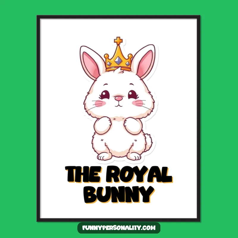 Funny Bunny King Digital Art - Printable Regal Character Artwork