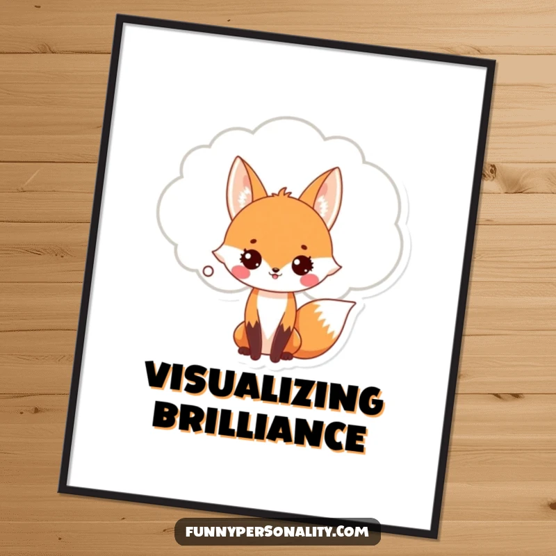 Funny Fox Digital Art Print: A cute fox with a giant thought bubble, ready to be printed and displayed for humorous wall decor. Instant art.