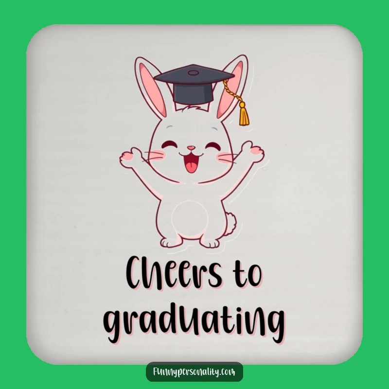 Funny Drink Coasters - Rabbit Graduating, Protect Surfaces with Humor