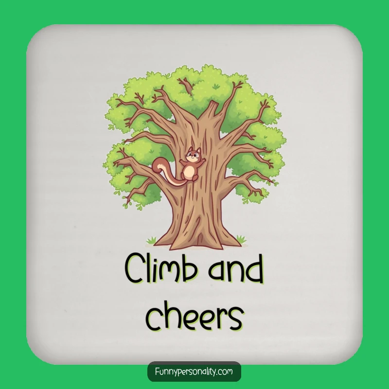 Funny Squirrel Oak Tree Coasters: Protect Surfaces with Humorous Grit