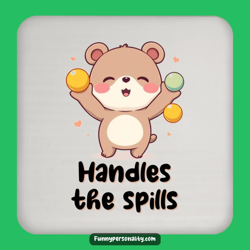 Funny Bear Juggling Coasters (Set of 4): Protect Surfaces with Playful Art