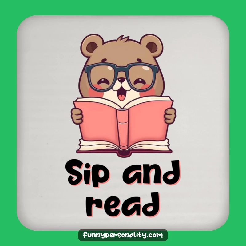Funny Bear Reading Coaster Set - Smart Table Protection Funny Gift