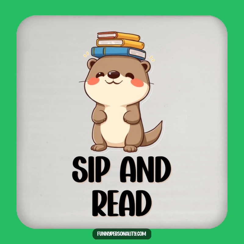 Funny Drink Coasters - Otter Book Lover, Protect Surfaces with Humor