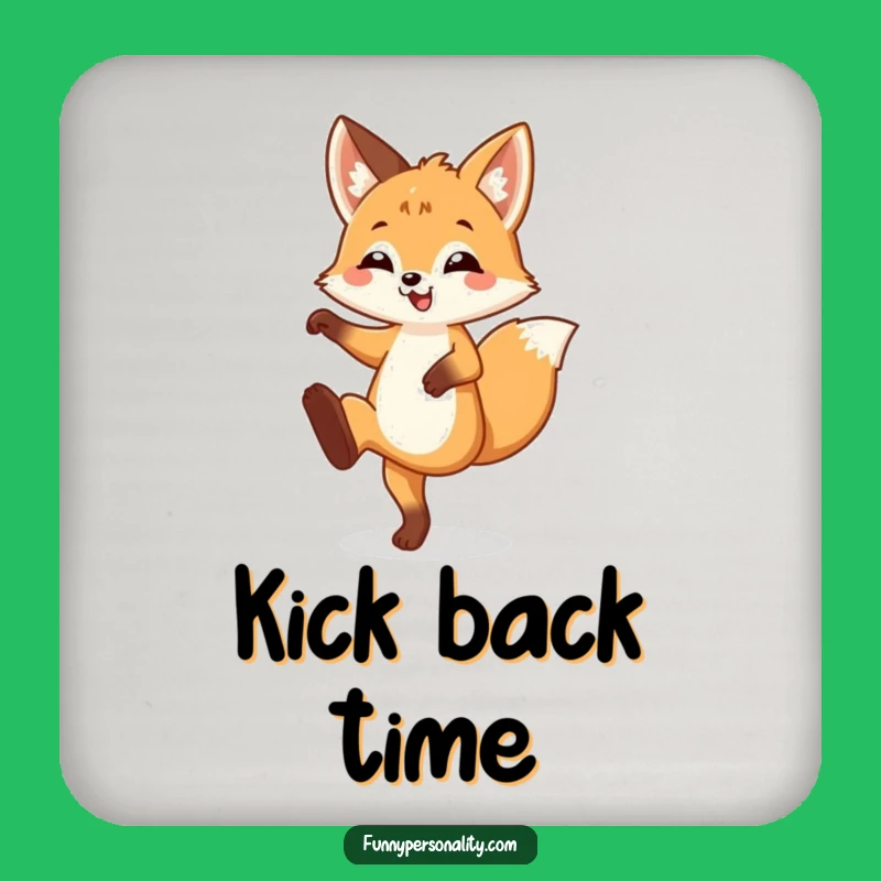 Funny Fox Cub Leg Kick Coasters: Playful Table Protector Gift