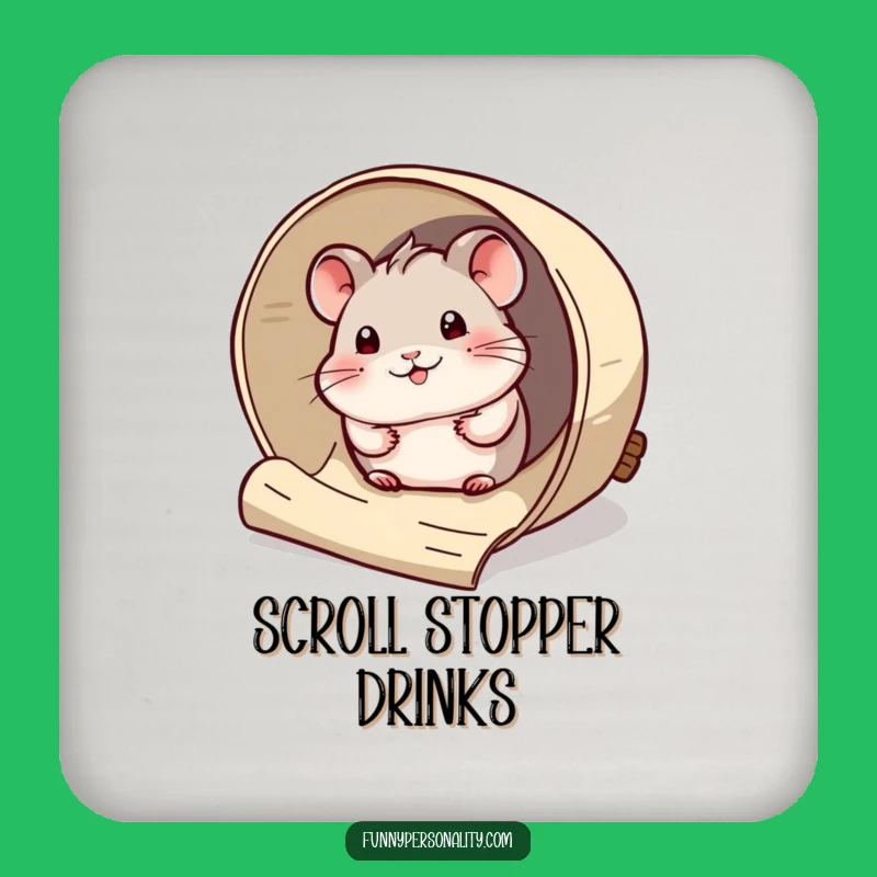 Funny Hamster Coaster: Curious Scroll Style, Practical Funny Gift
