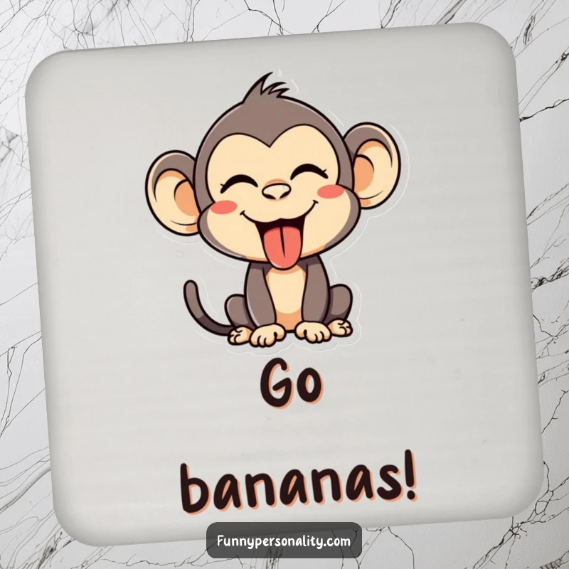 Funny Drink Coaster: A silly monkey making a funny face with its tongue out, protecting surfaces with a dose of humor.