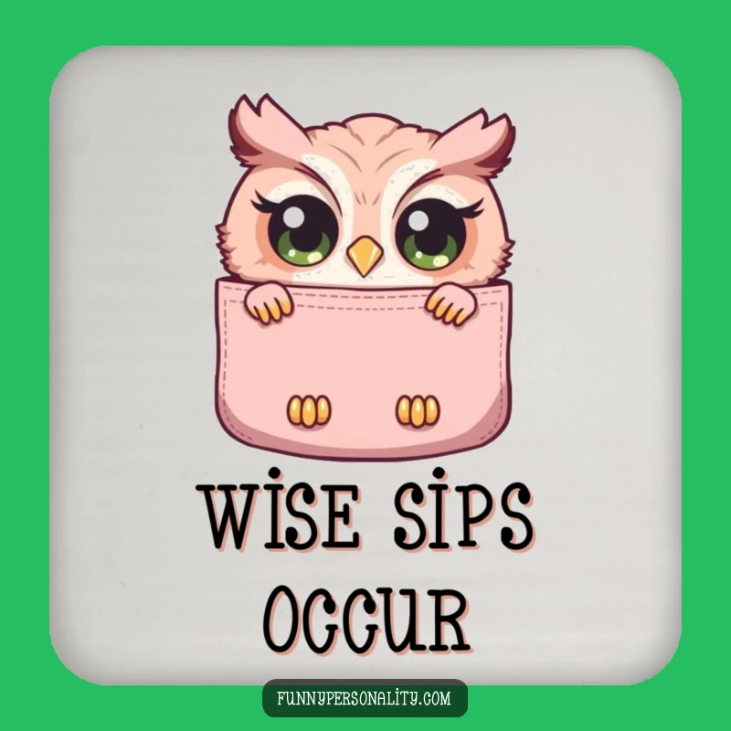 Funny Owl Pocket Coaster Set - Curious Table Protection Funny Gift