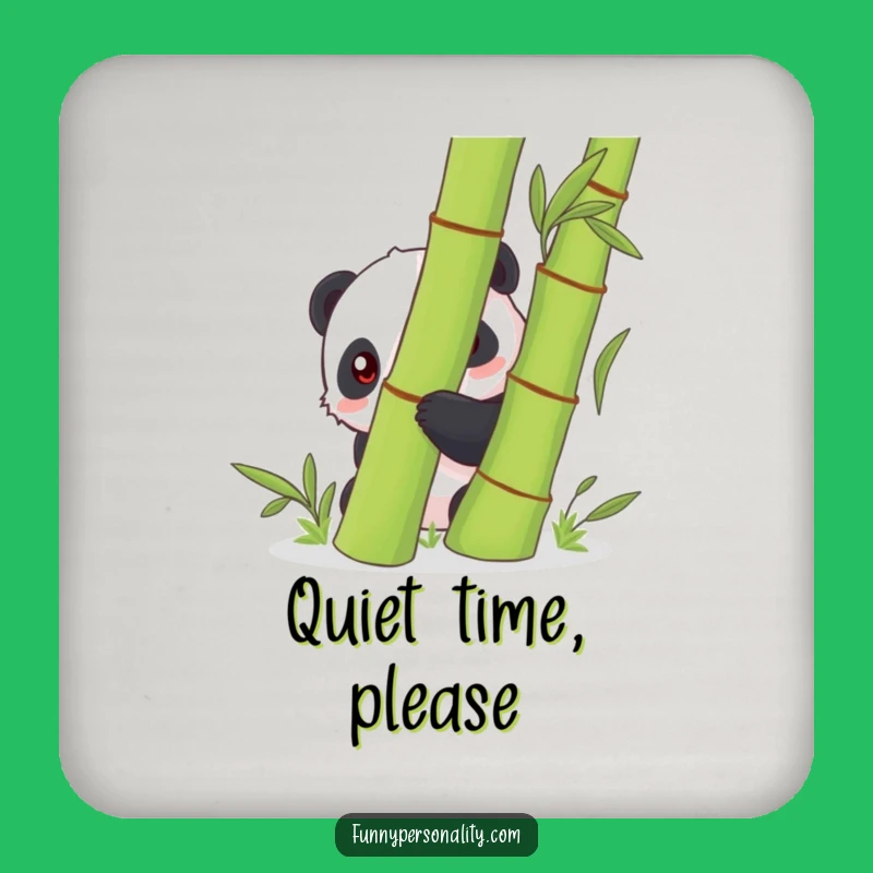 Funny Panda Coaster: Protect Surfaces with Shy Panda in Bamboo
