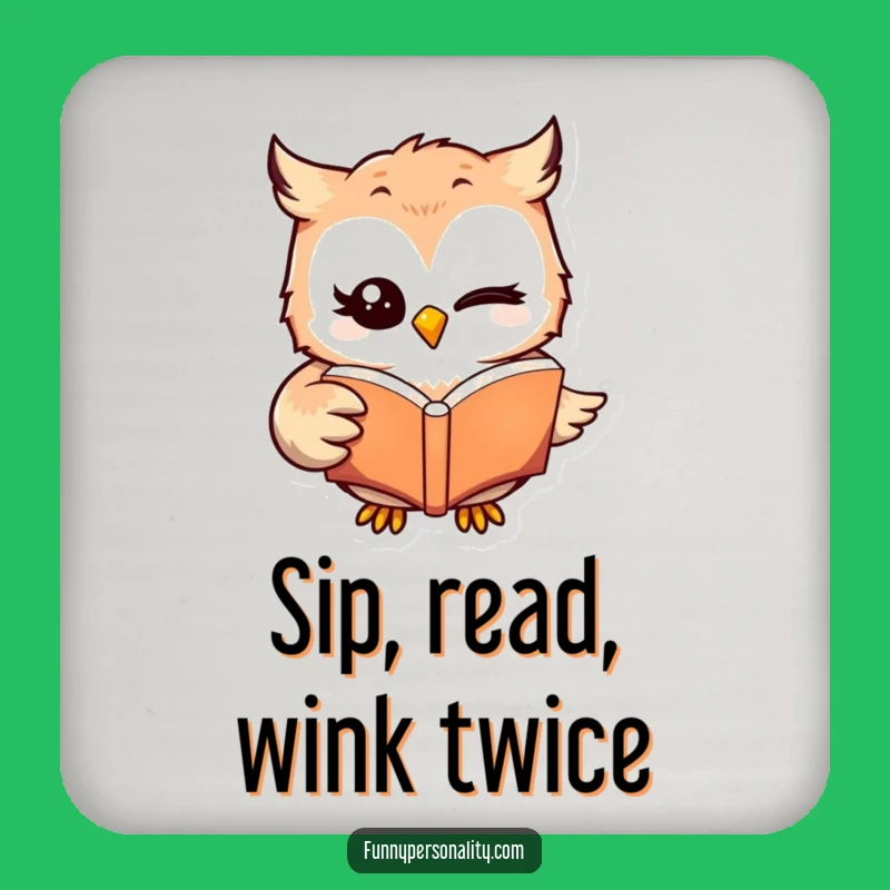 Funny Winking Owl Book Coasters: Hilarious Reader Gift for Tables