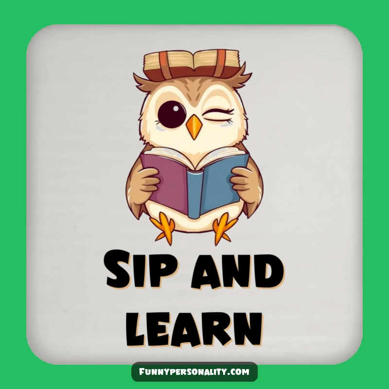 Funny Winking Owl Book Coasters: Protect Surfaces with Quirky Humor