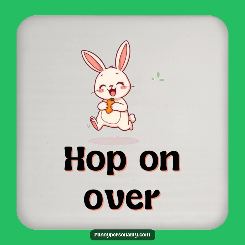 Funny Cheerful Rabbit Coaster: Protect Surfaces with Jumping Bunny, Gift Set