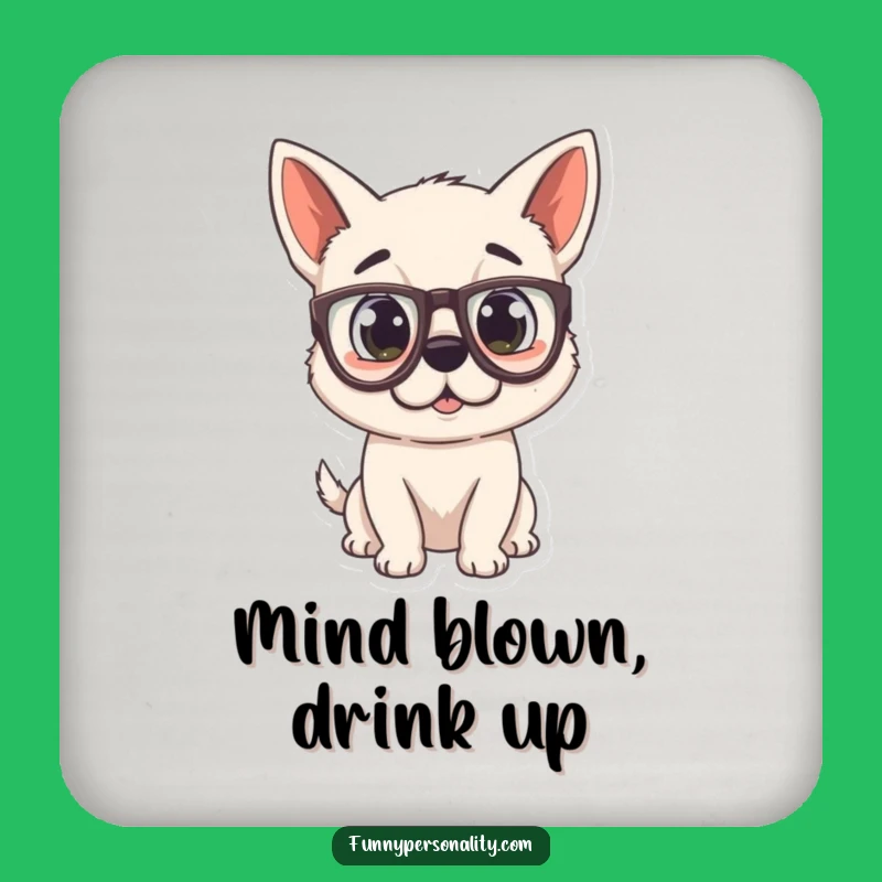 Funny Surprised Dog Coaster: Protect Surfaces with a Shocked Pup in Glasses, Gift Set