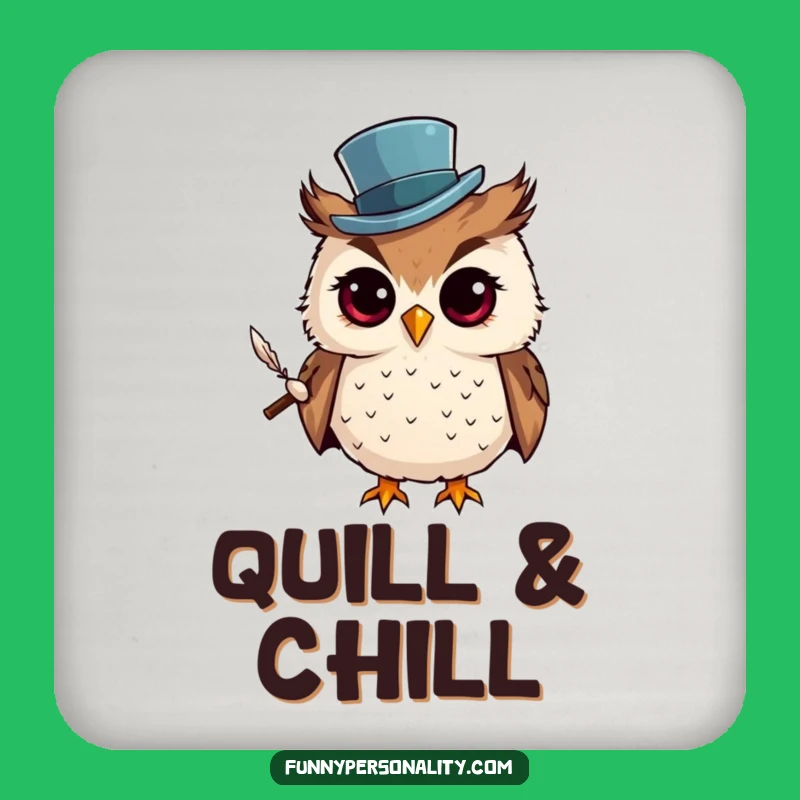 Funny Owl Top Hat Drink Coaster - Curious Protector for Smart Tables