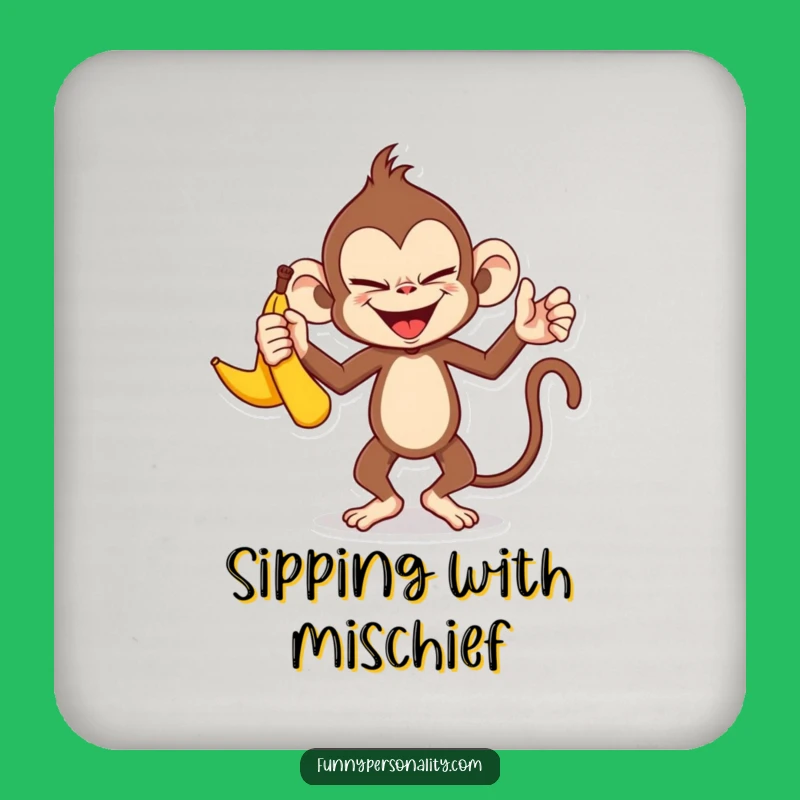 Funny Monkey Drink Coasters: Protect Surfaces, Banana Juggling, Perfect Funny Gift Set