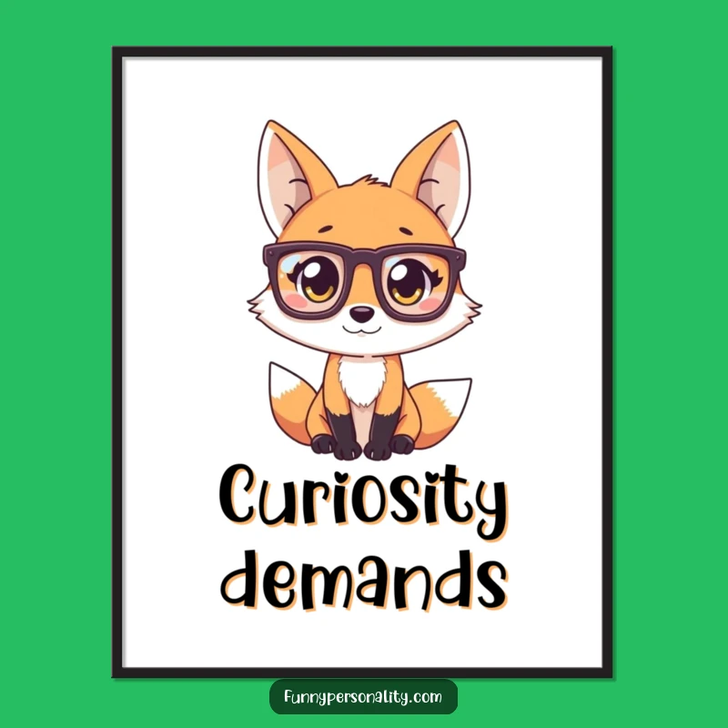 Funny Fox Poster: Quirky Wall Art, Curious Fox in Glasses - A Witty Funny Gift