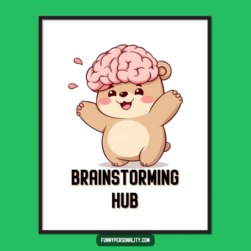 Funny Bear Brain Toss Poster: Quirky Wall Art for Intelligent Spaces