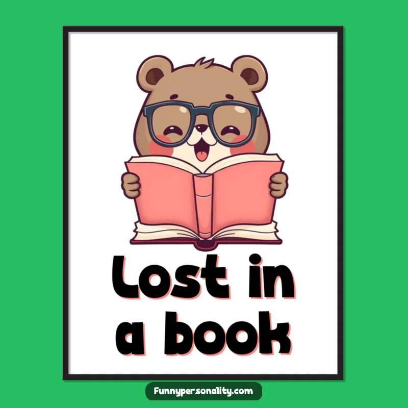 Funny Bear Reading Poster - Intellectual Bear Art Funny Gift