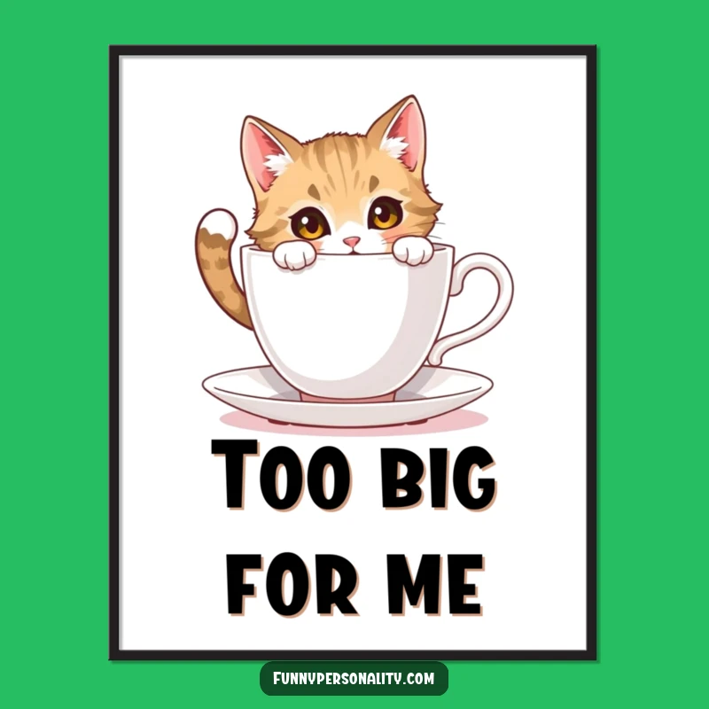 Funny Cat Art Poster: Tea Adventure, Cute Decor, Charming Funny Gift