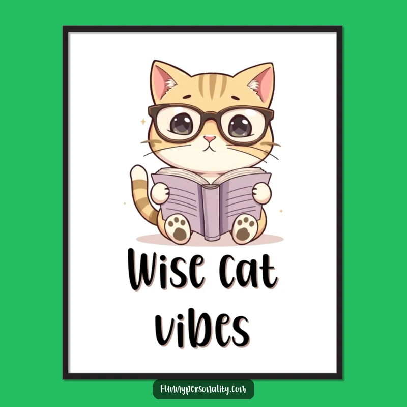Funny Cat Librarian Poster: Intellectual Art for a Perfect Gift
