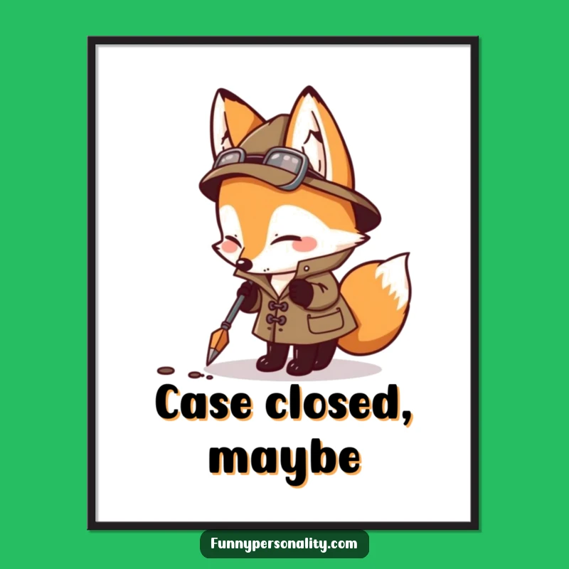 Funny Detective Fox Poster: Add Humor to Walls, Perfect Mystery Gift