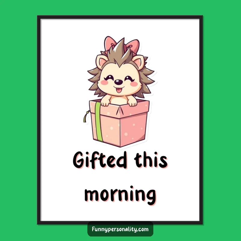 Funny Hedgehog Surprise Poster: Hilarious Wall Art