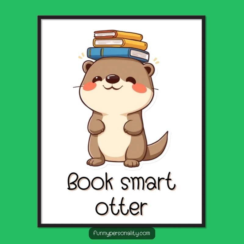 Funny Otter Art Poster - Cheerful Book Character, Hilarious Wall Decor