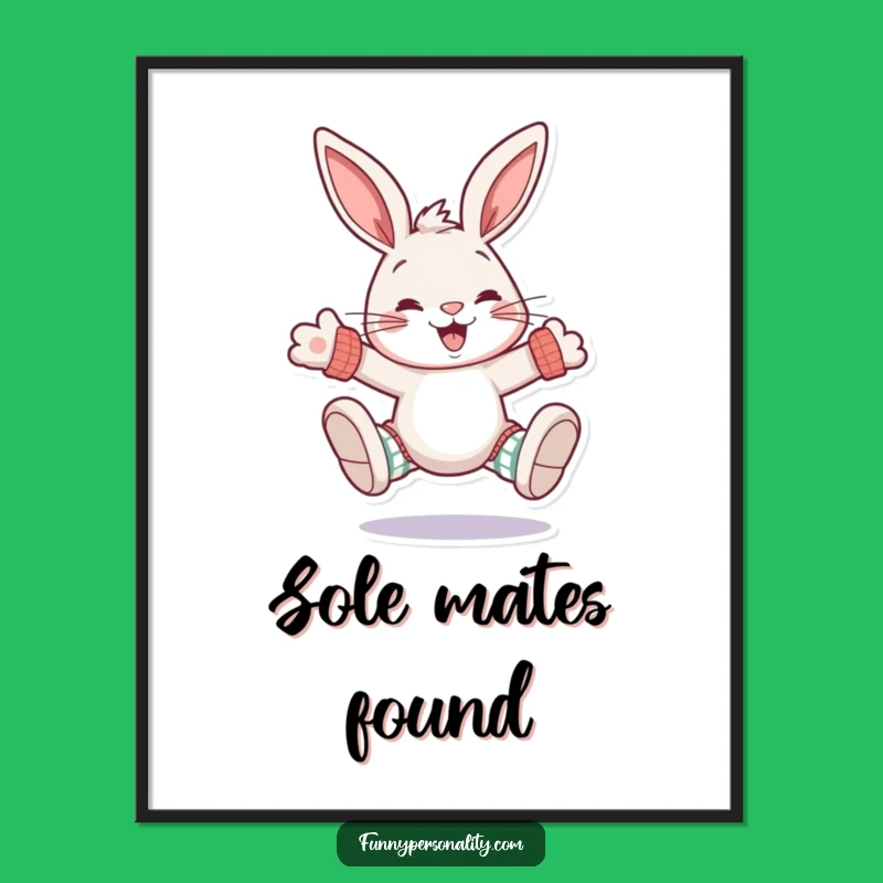 Funny Rabbit Art Poster: Sock Game Strong, Big Smiles, Charming Funny Gift