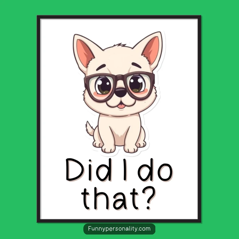 Funny Surprised Dog Poster: Playful Art Print with a Shocked Pup in Glasses, Great Gift