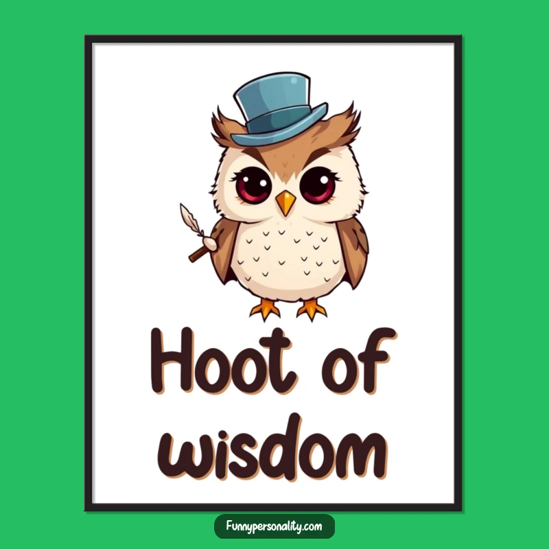 Funny Owl Top Hat Poster - Curious Wall Art for Intellectual Spaces