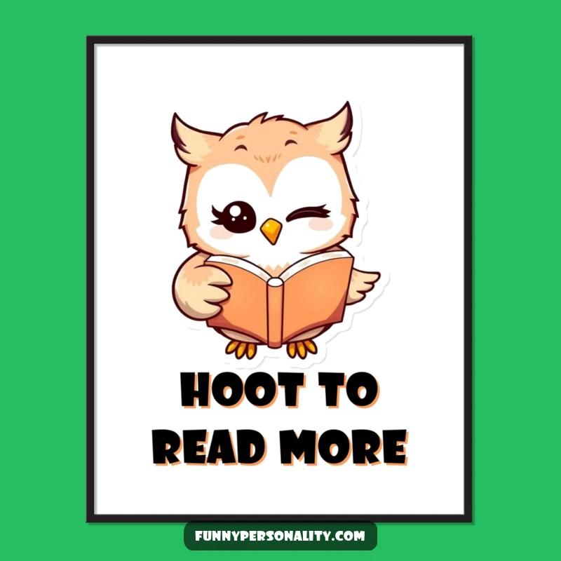 Funny Winking Owl Reading Poster: Hilarious Wall Art for Book Lovers