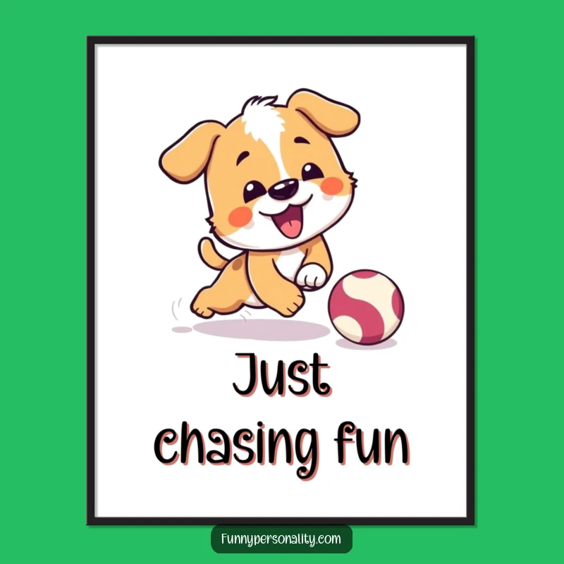 Funny Dog Art Poster - Tripping Pup, Hilarious Playtime Decor