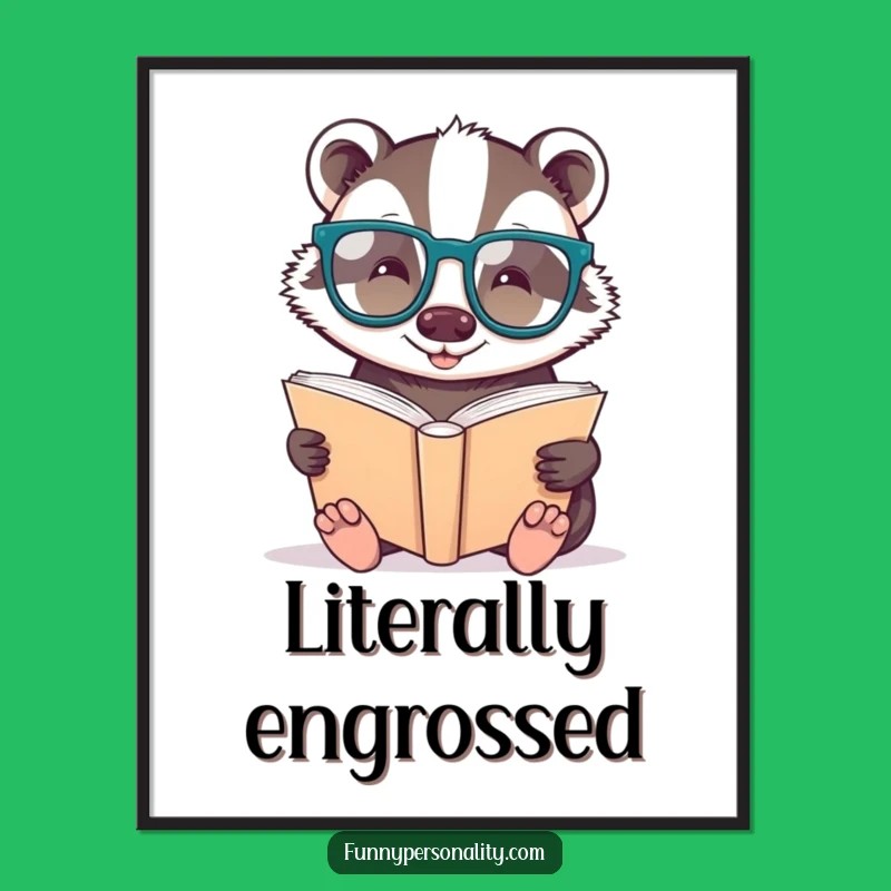 Funny Badger Bookworm Poster: Decorate Your Space with Intellectual Humor