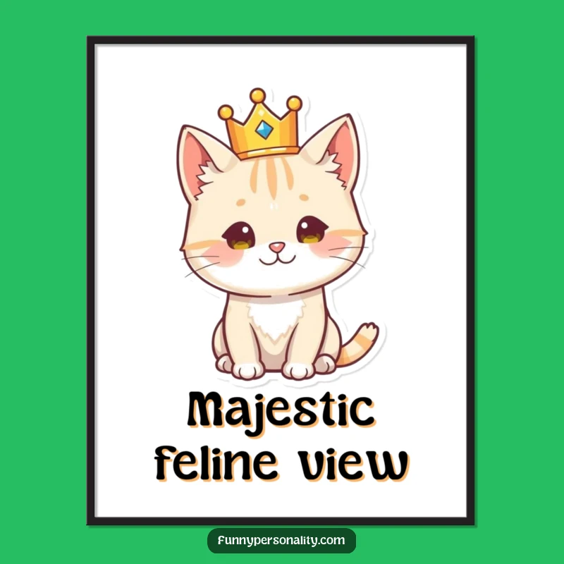 Funny Regal Cat Poster - Majestic Feline Art, Humorous Wall Decor Gift